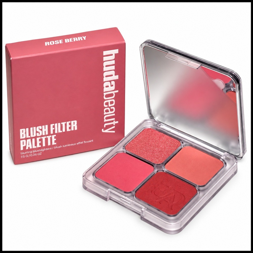 Huda Beauty Blush Filter Palette Rose Berry Blurring Blushlighters 7.5g New